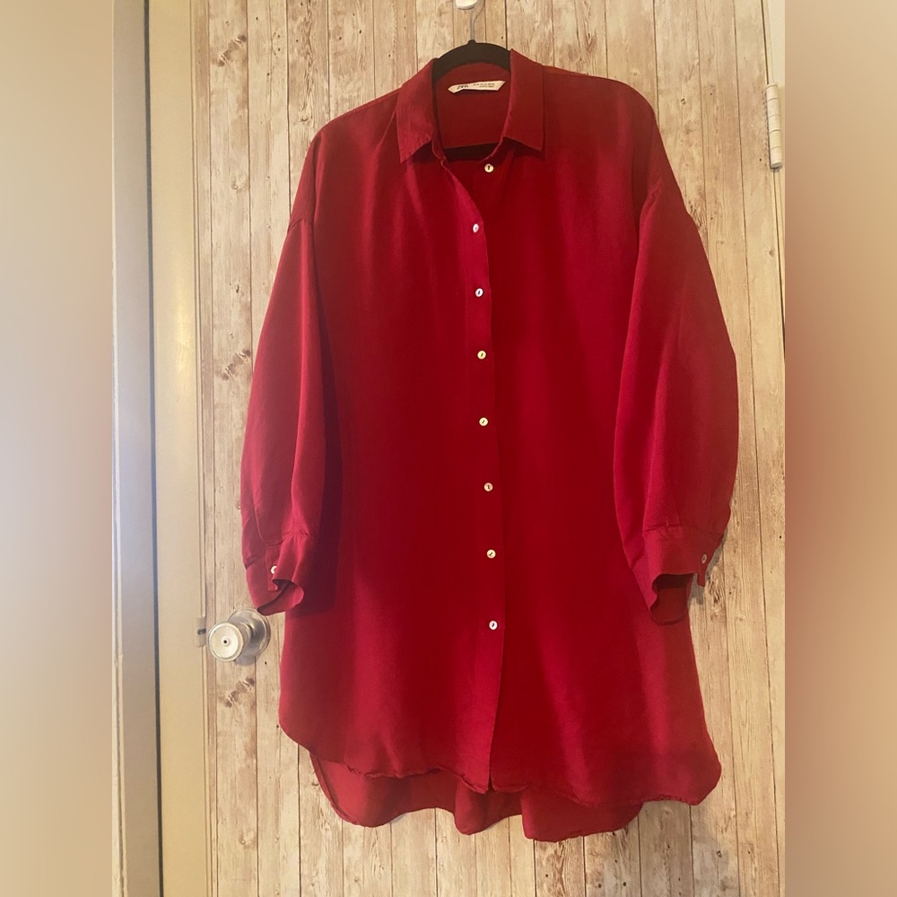 Zara Red Button Down Shirt